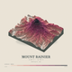 Mount Rainier — Terrain Relief print in Rose & Stone (square)