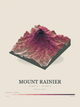 Mount Rainier — Terrain Relief print in Rose & Stone