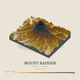 Mount Rainier — Terrain Relief print in Saffron & Slate (square)