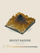 Mount Rainier — Terrain Relief print in Saffron & Slate