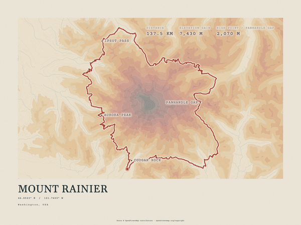 Mount Rainier — Traceline print in Ember & Ochre (landscape)