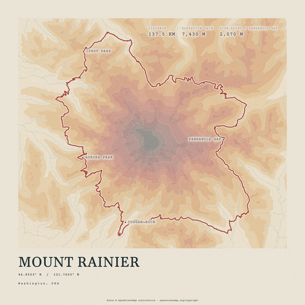 Mount Rainier — Traceline print in Ember & Ochre (square)