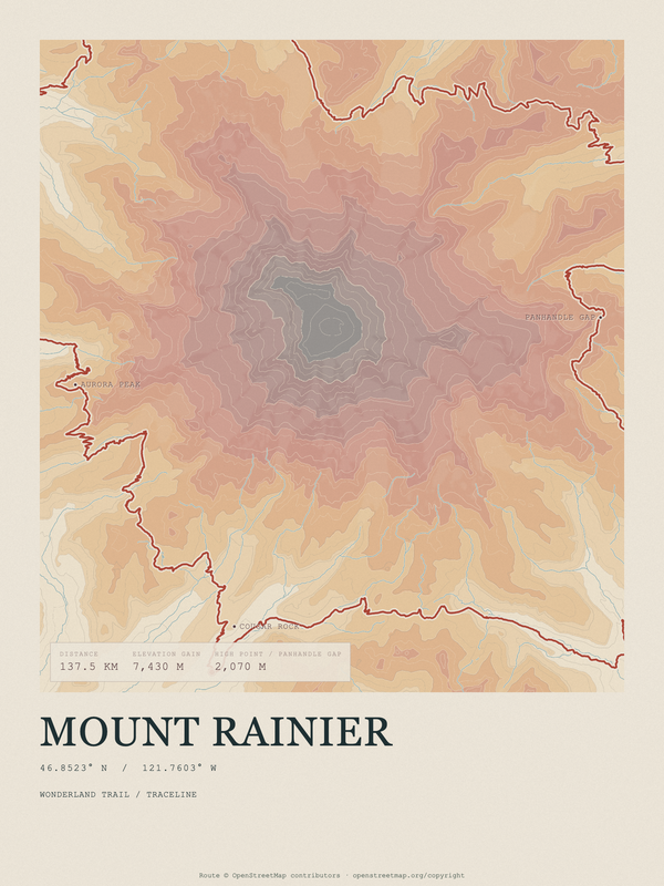 Mount Rainier — Traceline print in Ember & Ochre