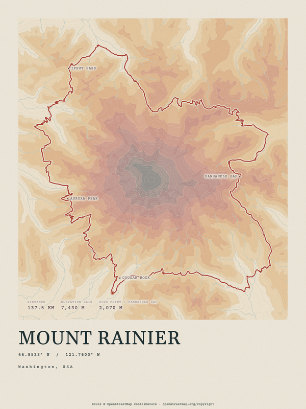 Mount Rainier — Traceline print in Ember & Ochre