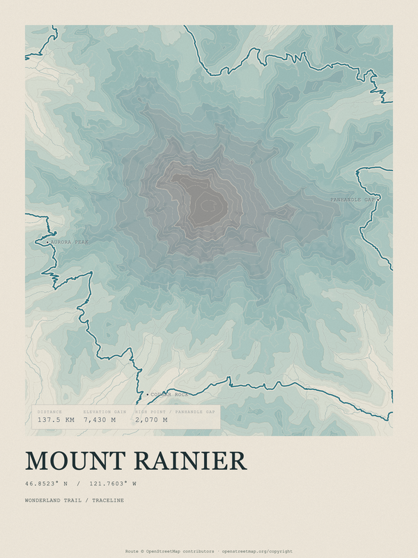 Mount Rainier — Traceline print in Fjord