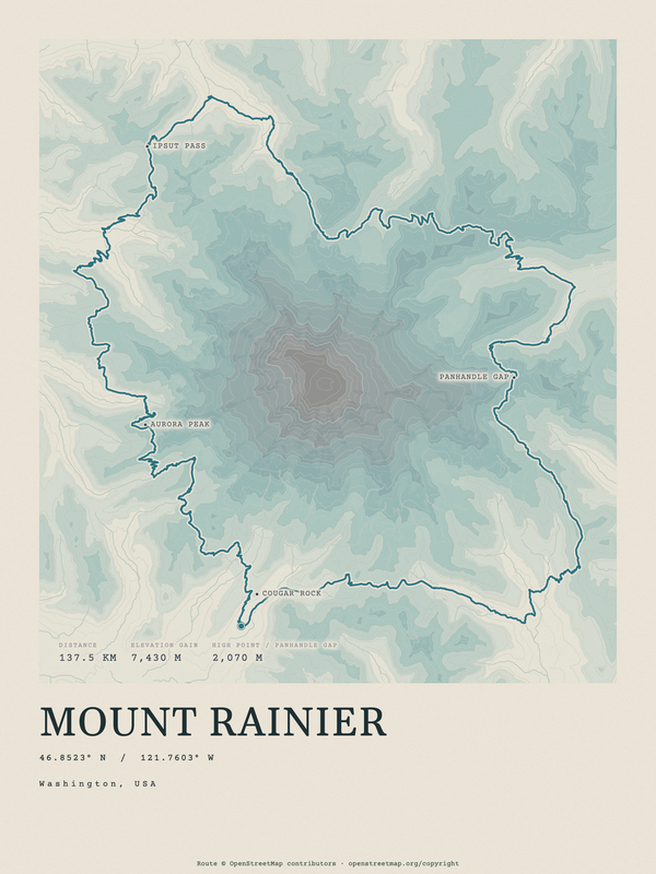 Mount Rainier — Traceline print in Fjord