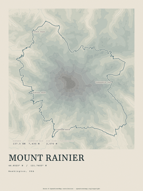 Mount Rainier — Traceline print in Graphite
