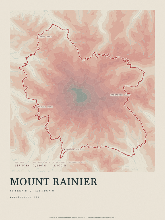 Mount Rainier — Traceline print in Red Earth