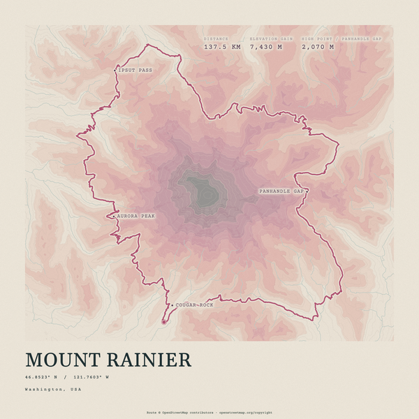Mount Rainier — Traceline print in Rose & Stone (square)