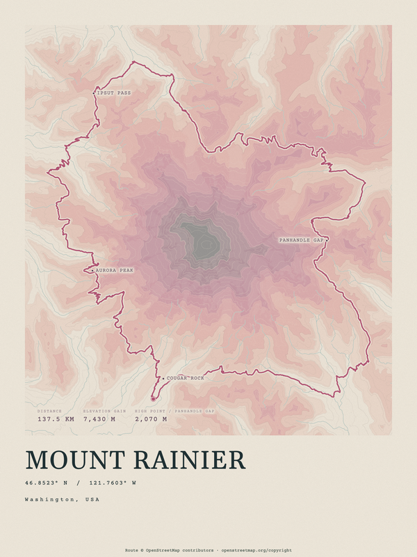 Mount Rainier — Traceline print in Rose & Stone