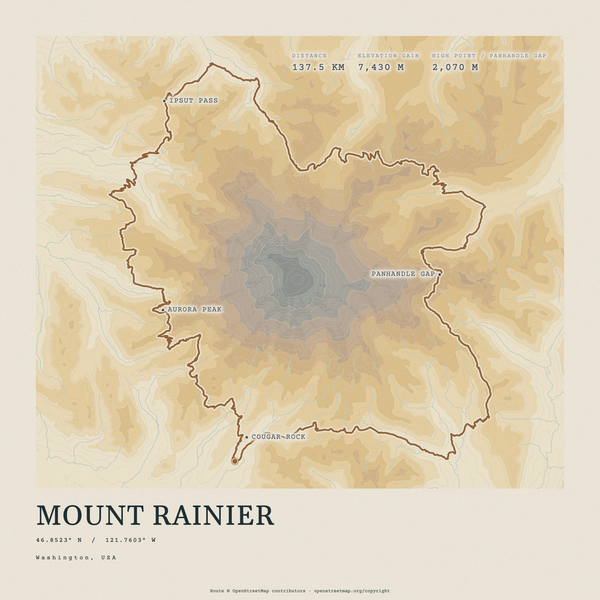 Mount Rainier — Traceline print in Saffron & Slate (square)