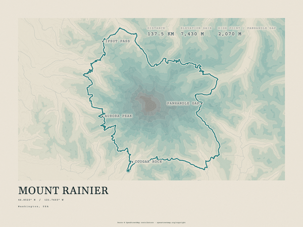 Mount Rainier — Traceline print in Alpine Teal (landscape)