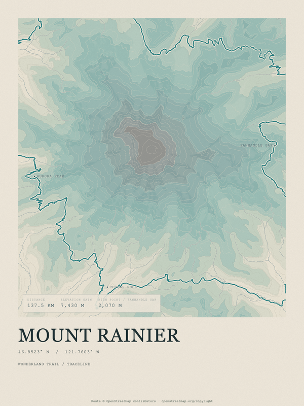 Mount Rainier — Traceline print in Alpine Teal