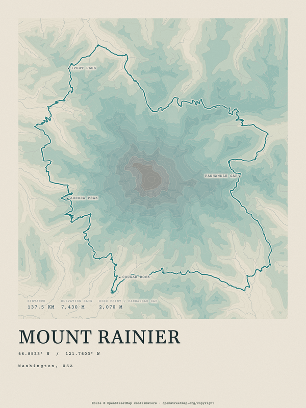 Mount Rainier — Traceline print in Alpine Teal