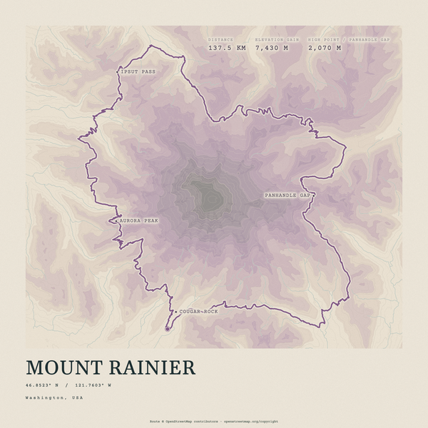 Mount Rainier — Traceline print in Plum & Clay (square)