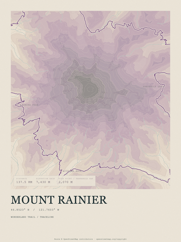 Mount Rainier — Traceline print in Plum & Clay