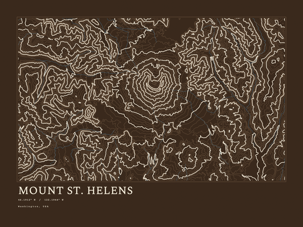 Mount St. Helens — Ink print in Atlas Dark (landscape)