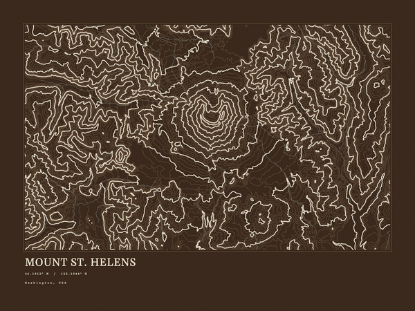 Mount St. Helens — Ink print in Atlas Dark (landscape)