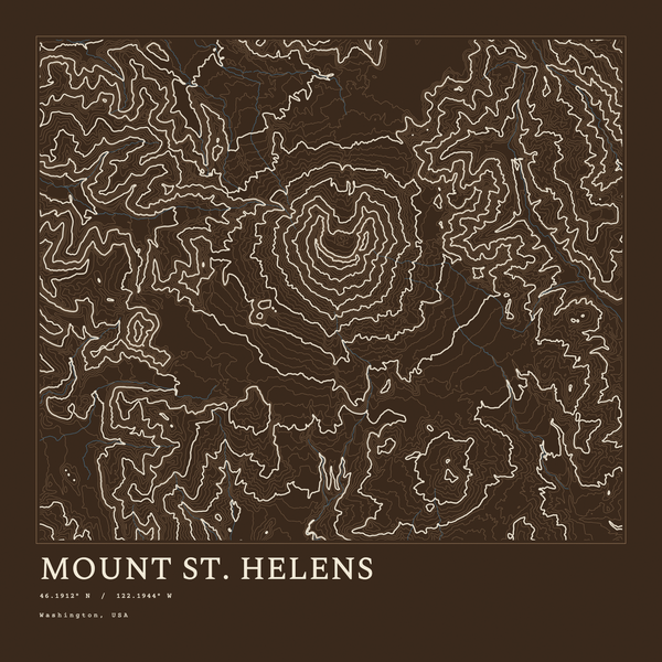 Mount St. Helens — Ink print in Atlas Dark (square)