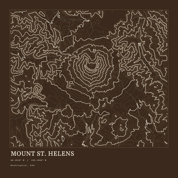 Mount St. Helens — Ink print in Atlas Dark (square)