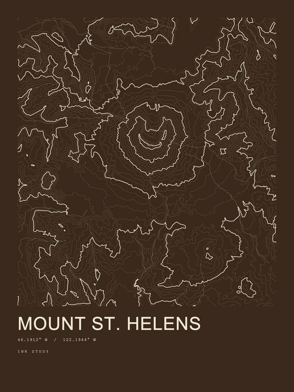 Mount St. Helens — Ink print in Atlas Dark