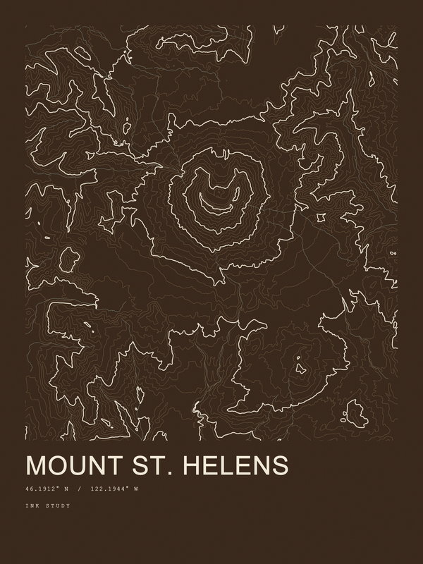 Mount St. Helens — Ink print in Atlas Dark