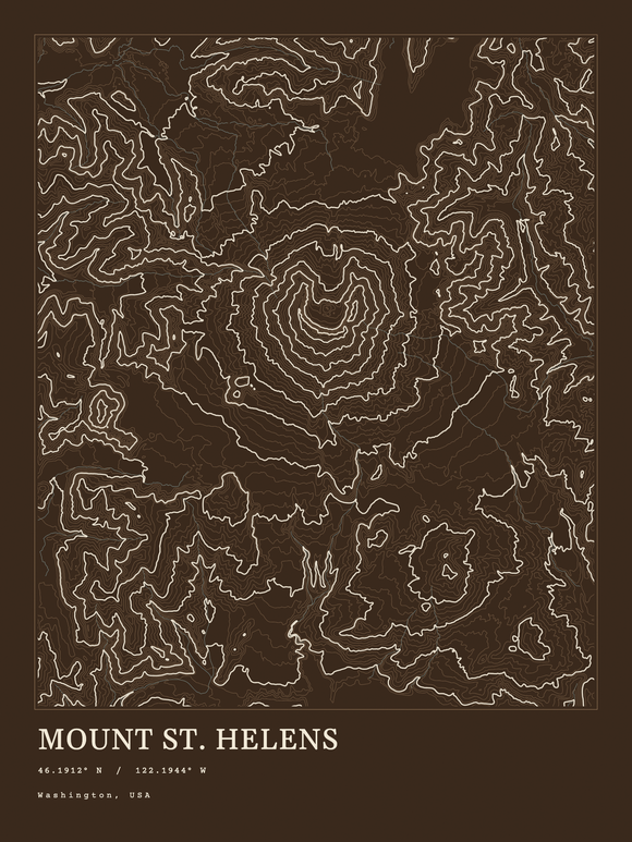 Mount St. Helens — Ink print in Atlas Dark