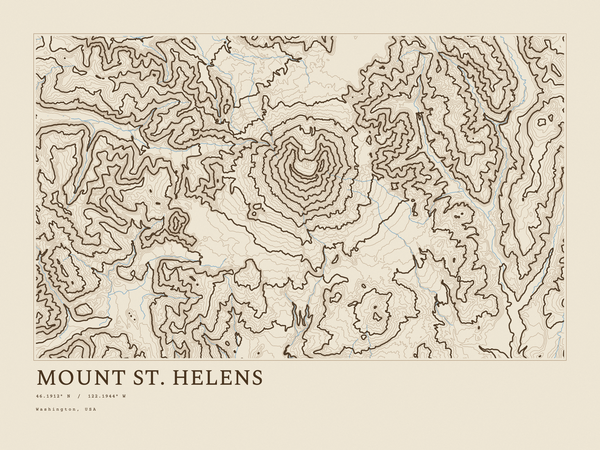 Mount St. Helens — Ink print in Atlas Light (landscape)