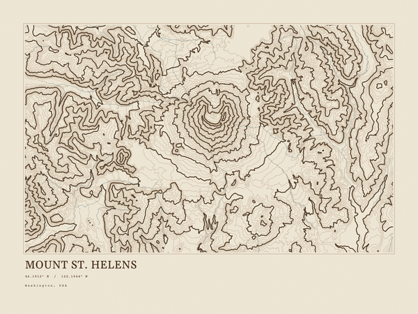 Mount St. Helens — Ink print in Atlas Light (landscape)