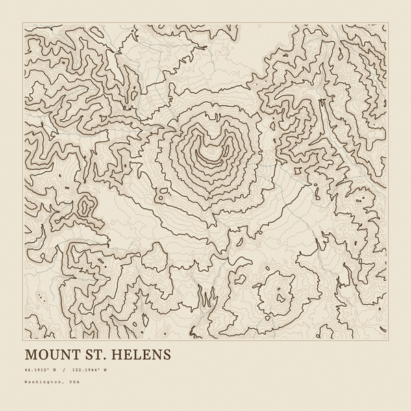 Mount St. Helens — Ink print in Atlas Light (square)
