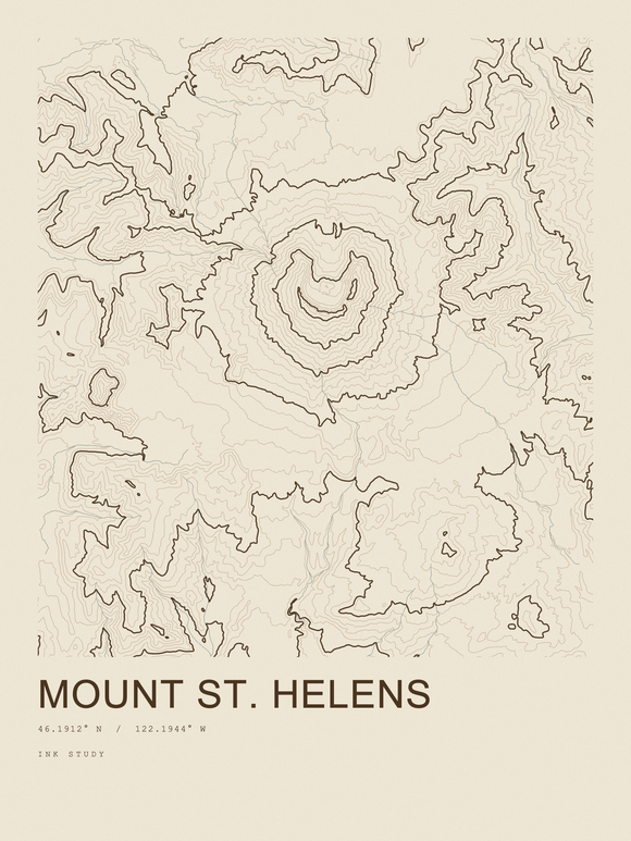 Mount St. Helens — Ink print in Atlas Light