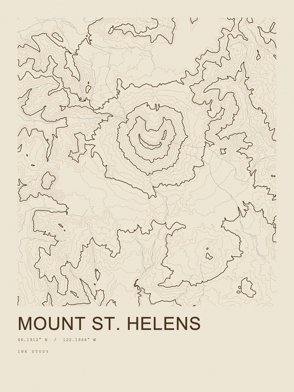 Mount St. Helens — Ink print in Atlas Light