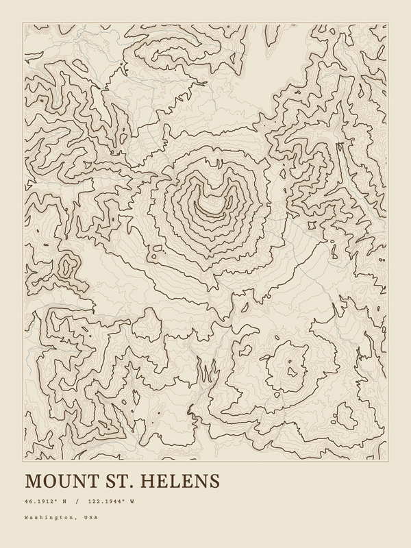 Mount St. Helens — Ink print in Atlas Light