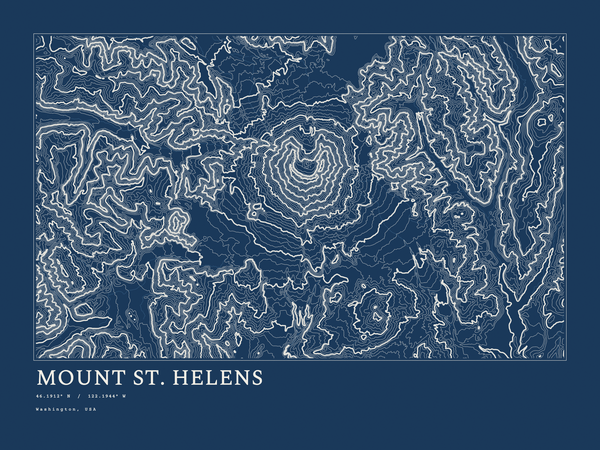 Mount St. Helens — Ink print in Blueprint Dark (landscape)