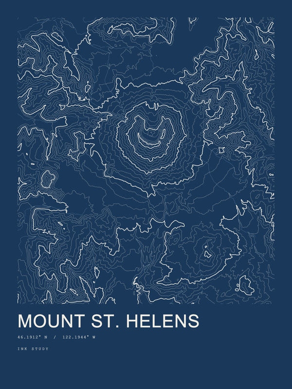 Mount St. Helens — Ink print in Blueprint Dark