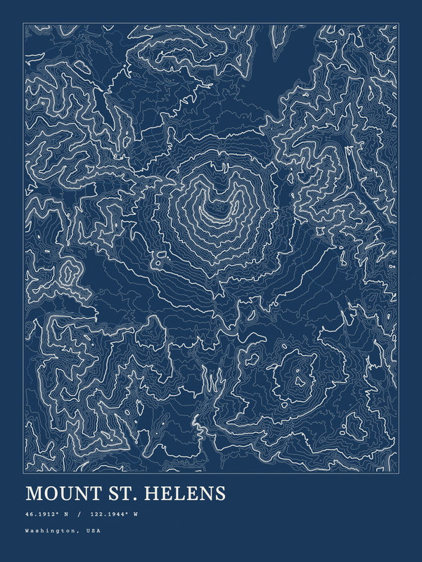 Mount St. Helens — Ink print in Blueprint Dark