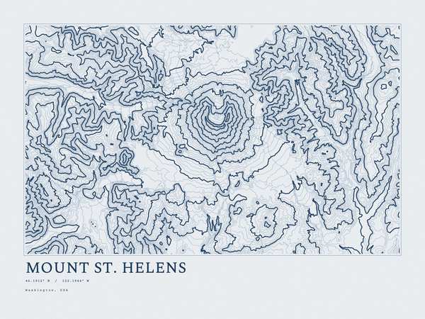 Mount St. Helens — Ink print in Blueprint Light (landscape)