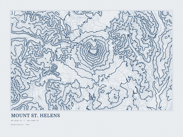 Mount St. Helens — Ink print in Blueprint Light (landscape)