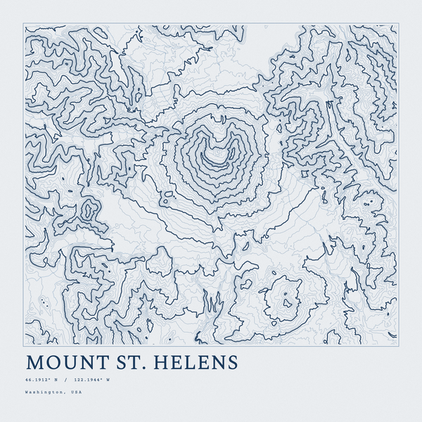 Mount St. Helens — Ink print in Blueprint Light (square)