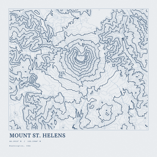 Mount St. Helens — Ink print in Blueprint Light (square)