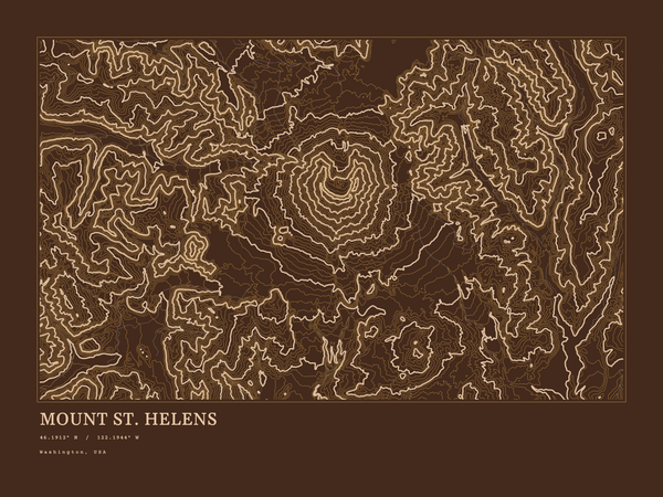 Mount St. Helens — Ink print in Desert Dark (landscape)