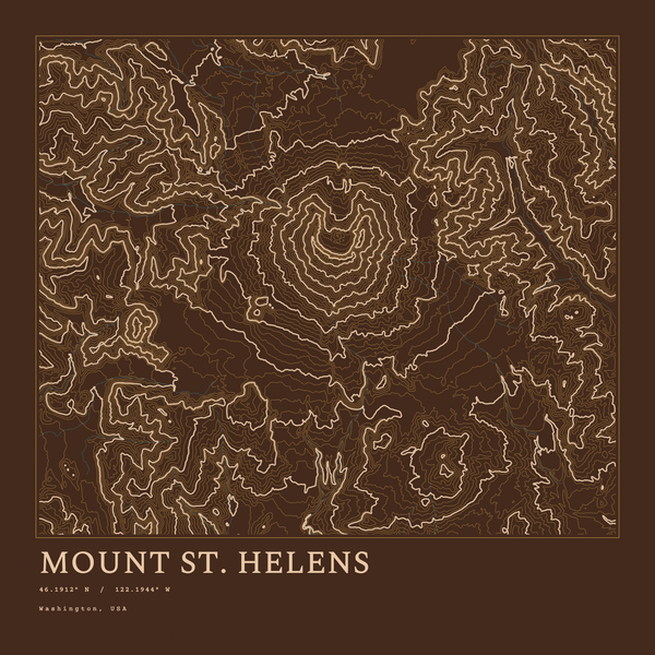 Mount St. Helens — Ink print in Desert Dark (square)
