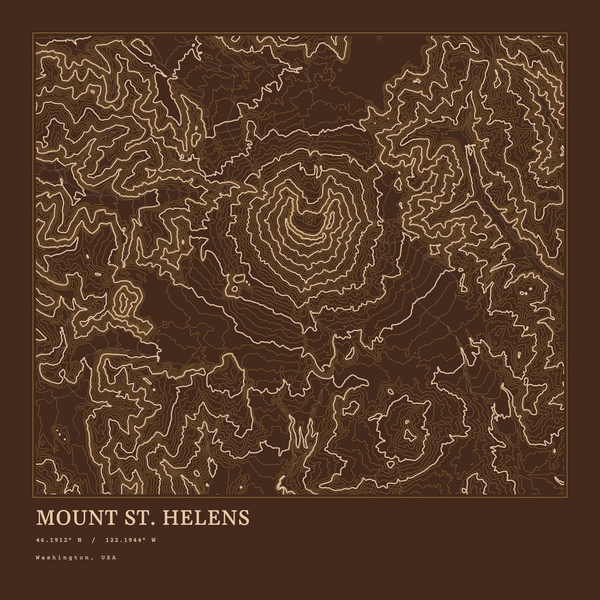 Mount St. Helens — Ink print in Desert Dark (square)