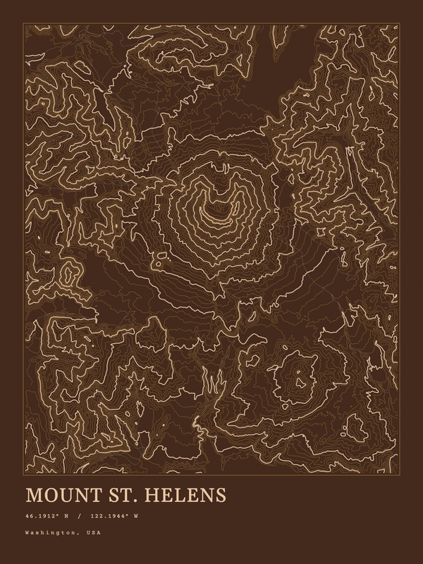 Mount St. Helens — Ink print in Desert Dark