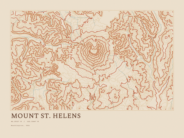Mount St. Helens — Ink print in Desert Light (landscape)