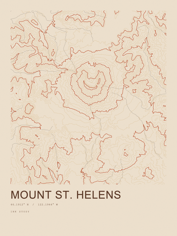Mount St. Helens — Ink print in Desert Light
