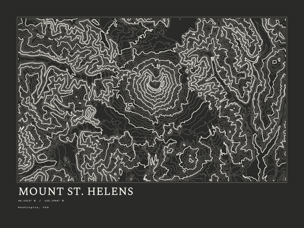 Mount St. Helens — Ink print in Ink Dark (landscape)