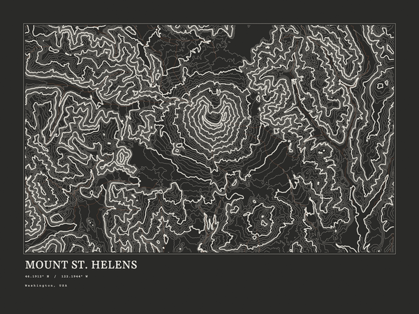 Mount St. Helens — Ink print in Ink Dark (landscape)