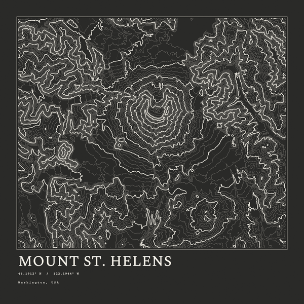 Mount St. Helens — Ink print in Ink Dark (square)