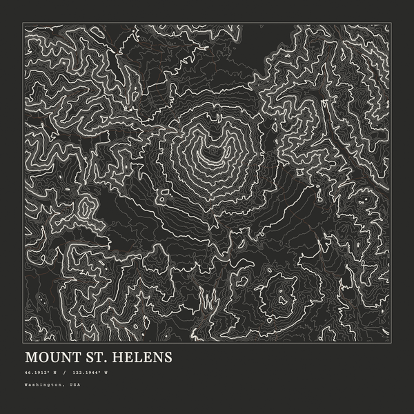 Mount St. Helens — Ink print in Ink Dark (square)